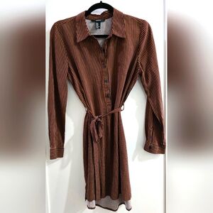 Striped Brown Shirt Dress